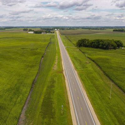 Aerial photograph of county road