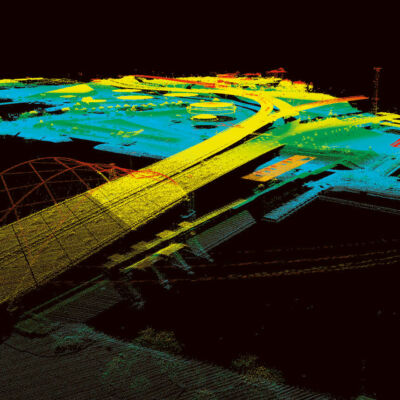 Lidar scan of bridge over river