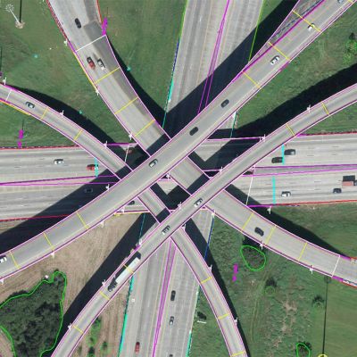 Photogrammetry image of freeway cloverleaf interchange