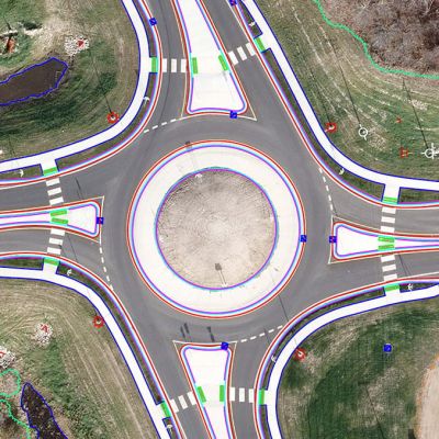 Photo with design layout for a roundabout in Alexandria, MN