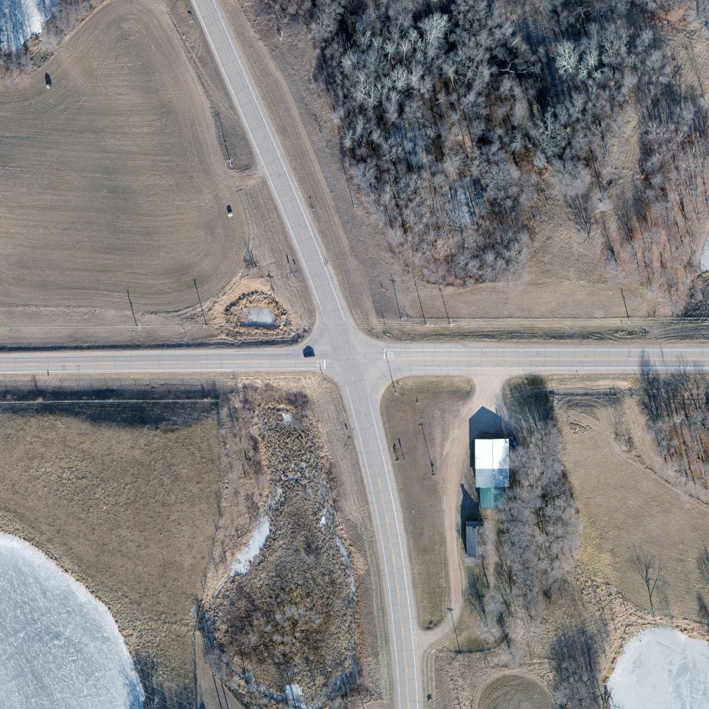 Aerial photo of CSAH 8 RoundAbout from 2019