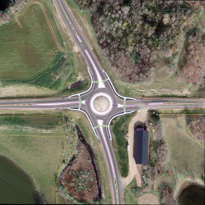 Aerial photo of CSAH 8 RoundAbout from 2021