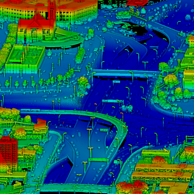Lidar scan of I-35 Highway interchange in Downtown Minneapolis, MN