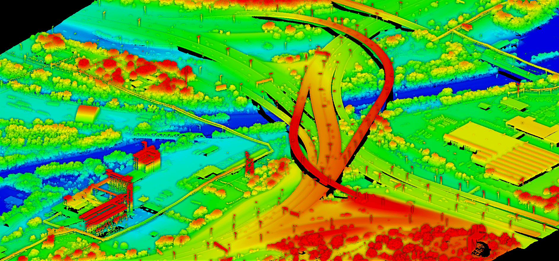 Lidar scan of Highway Overpass in Omaha, NE